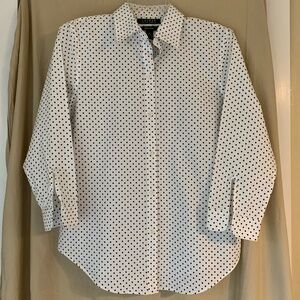 Lauren Ralph Lauren black polka dot button down blouse